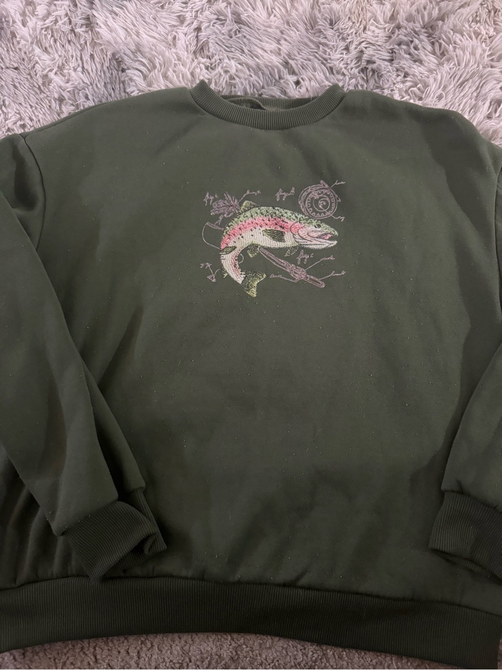 SHEIN Olive Green Pullover Sweatshirt